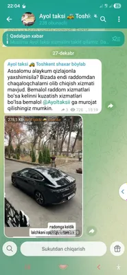 Ayol taksi xizmati 1