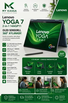 Lenovo Yoga 7 OLED 360° sensorli / Ryzen AI 7 445 / 24GB / 512GB