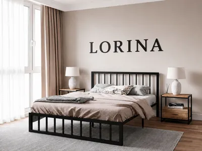 Двуспальная кровать LORINA и матрасы, лофт, металл 1