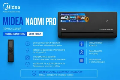 Кондиционер Midea NAOMI Pro — 12 000 БТЕ / инвертор / новая модель! 1