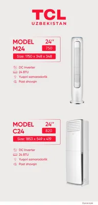 Кондиционер TCL 24 Invertor модел: C24
