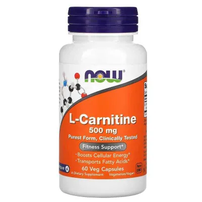 NOW Foods, L-karnitin, 500 mg, 60 ta o‘simlik kapsulasi 1