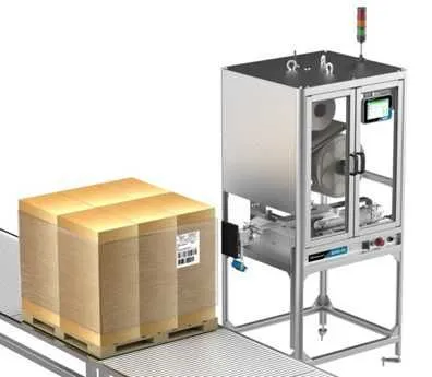 Palletlarga yorliqlarni chop etish va yopishtirish uchun VJ9560 printer-applikatori. 1