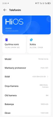 Tecno Spark 30C 8/256 ГБ, отлично работает, обмен