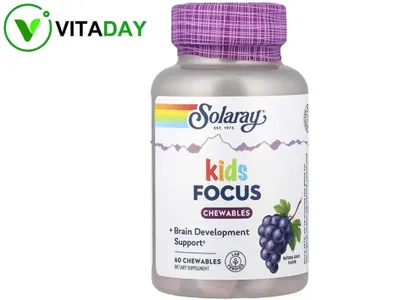 Solaray Kids Focus tabiiy uzumdan tayyorlangan chaynash tabletkalari 1