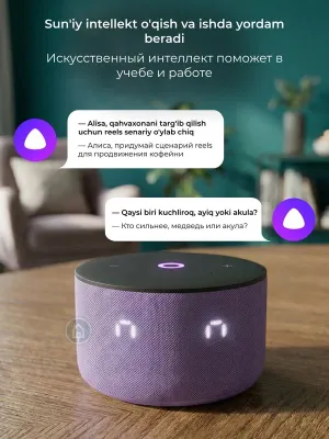 Mikrofonli aqlli kolonka Yandex Stansiya Mini 3, Alisa kolonka 1