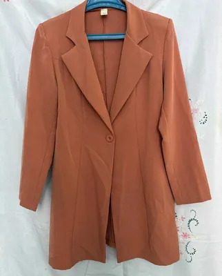 Женский удлинённый пиджак / Жакет Made in Italy (Терракотовый, S) 1
