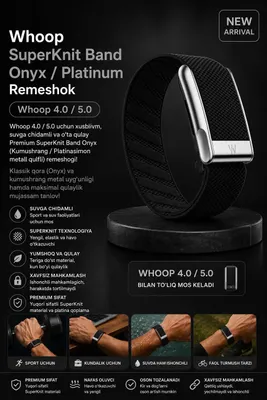 Whoop SuperKnit Band Onyx / Platinum Remeshok / Dastavka / New