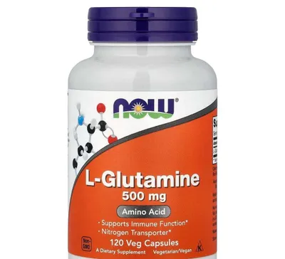 L- Глютамин, Now, L-Glutamine 500 мг 120 веган капсул Глутамин США 1