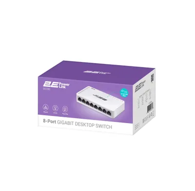 Aksiya 2E PowerLink SF108C 8xFE kommutatori, boshqarilmaydigan, ish stoli uchun 1