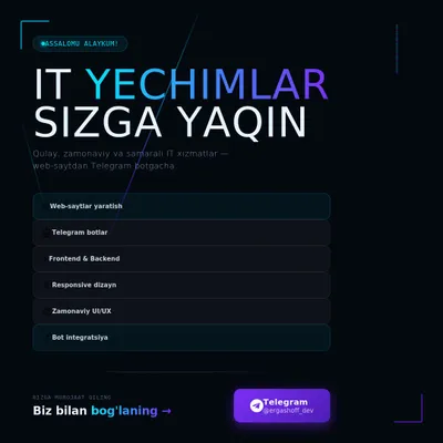 Veb sayt va telegram bot yaratish