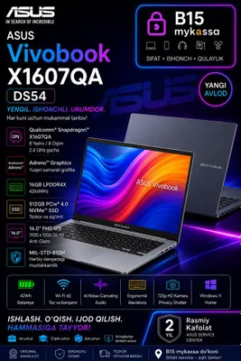 ASUS Vivobook X1607QA-DS54/Yetkazib berish