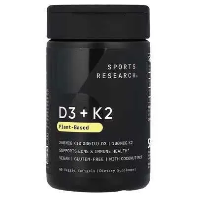 Sports Research, D3+K2 vitamini, 10 000 IU dozasi 1