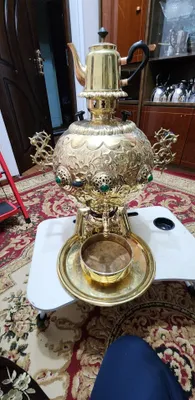 Самовар 10 литров электрический, латунь 1