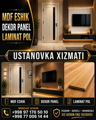 Professionallar Ustanovka Xizmati mdf eshik, dekor panel, laminat pol 1