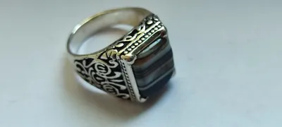 Кольцо серебряное с камнем АГАТ, разм.19