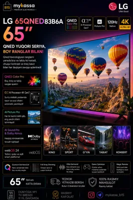 LG 65QNED83B6A — 65 dyuymli QNED • New • Dastavka