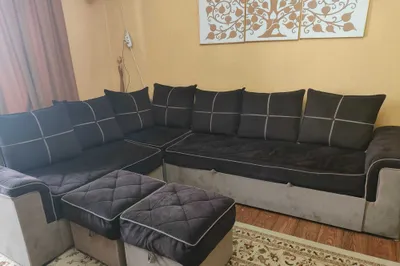 Диван раскладной с пуфиками б/у 1