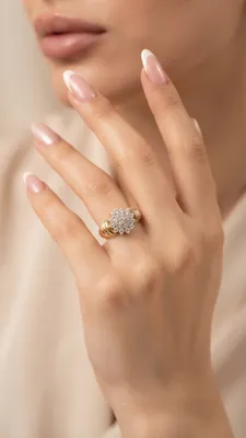 Золотое кольцо 585 «Цветок» с фианитами, 2,9 г 4