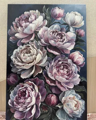 «Пионы. Ноктюрн» — оригинальная картина маслом, 60×40 см 1
