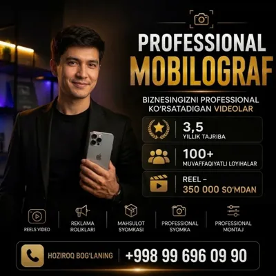 Mobilograf Xizmati Toshkent | Reels | Reklama Video | Syomka