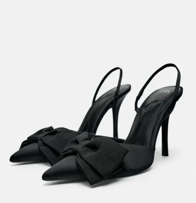 Туфли Zara на тонком каблуке с бантом 1