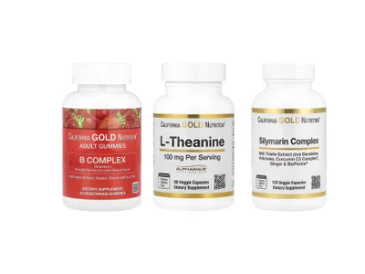 California Gold silimarin, B guruhi vitaminlari kompleksi, silimarin kompleksi, L-teanin 1
