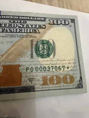 Продаю коллекционную купюру 100 долларов США, серия 2017A. 1