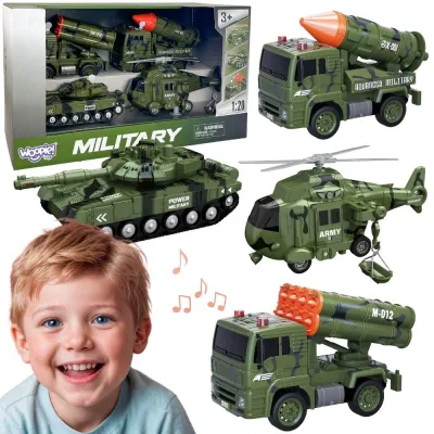 Игровой набор 4 в 1 Игрушечная военная машина с фрикционной сиреной и 1