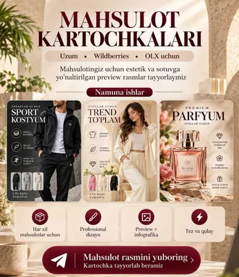 Marketplace uchun professional mahsulot kartochkalari 1
