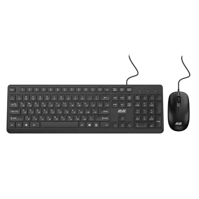Simli klaviatura va sichqoncha to‘plami 2E MK405 USB Black Low Profile 1