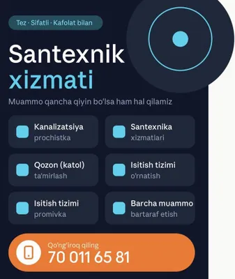 Santexnik usta: srochna, aniq diagnozkerak, sifatli va ishonchli