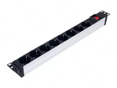Lande PDU rozetkalar bloki 19" 1U 8×Schuko, 4000 Vt