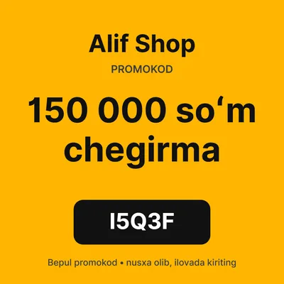 Alif Shop promokod — 150 000 soʻm chegirma