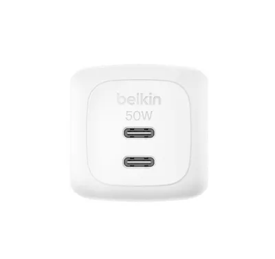 BELKIN 50w Dual USB-C PD wall Charger with PPS, White 1