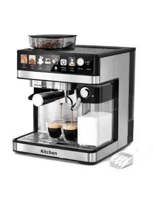 KITCHEN KN-011 Kofemashina, kofe maydalagich va avtomatik kapuchinator bilan