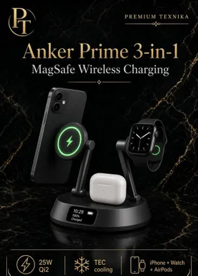Anker Prime 3-in-1 25W Qi2 simsiz quvvatlagichi (Yangi)