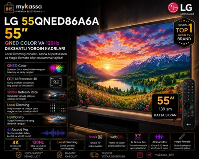 LG 55QNED86A6A — 55 dyuymli QNED Color va 120Hz ekran / Dastavka / new