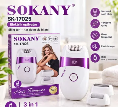 epilyator SOKANY SK-17025 — 3 in 1 elektr epilyator