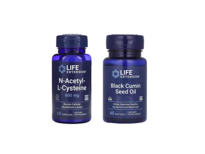 Life Extension N Acetyl L Cysteine Black Cumin Seed Oil NAC 1