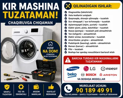 Avtomat kir yuvish mashinalarini ta’mirlash 1