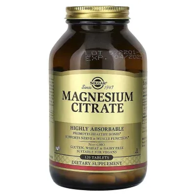 Solgar Magnesium Citrate — magniy sitrati, magniy, 60 va 120 dona tabletka 1