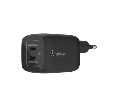 BELKIN 65W Dual USB-C GaN Charger Black tarmoq zaryadlovchi qurilmasi 1