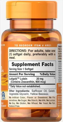 Zeaksantinli lutein Lutein with Zeaxanthin Puritan's Pride, 20 mg, 60 dona 1