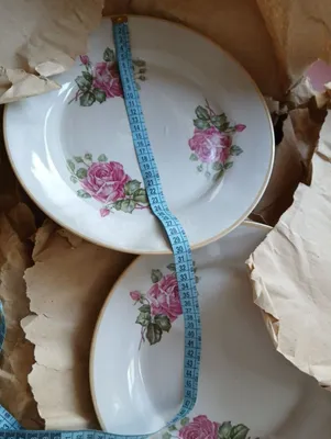 Винтажное большое блюдо с рисунком розы, ТФЗ, 1