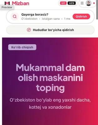 mizban.uz loyihasi sotiladi mobil ilovasi mavjud