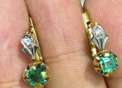 Серьги изумруды и бриллианты