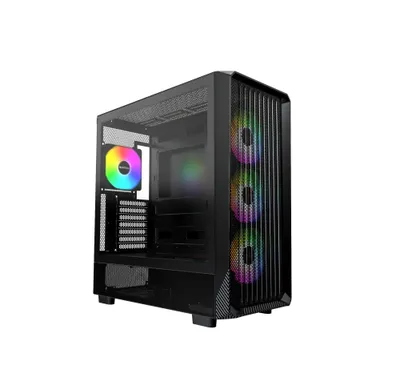 { Montech X5 Black + 3xCooler RGB Black kompyuter korpusi (360mm) 1