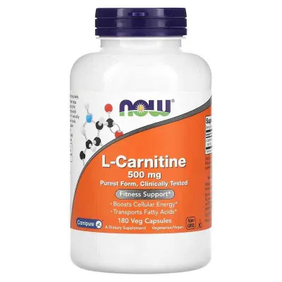 NOW Foods, L-Carnitine, L-karnitin, 500 mg, 180 va 60 kapsula 1