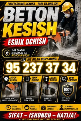 Beton kesish eshik ochish 1